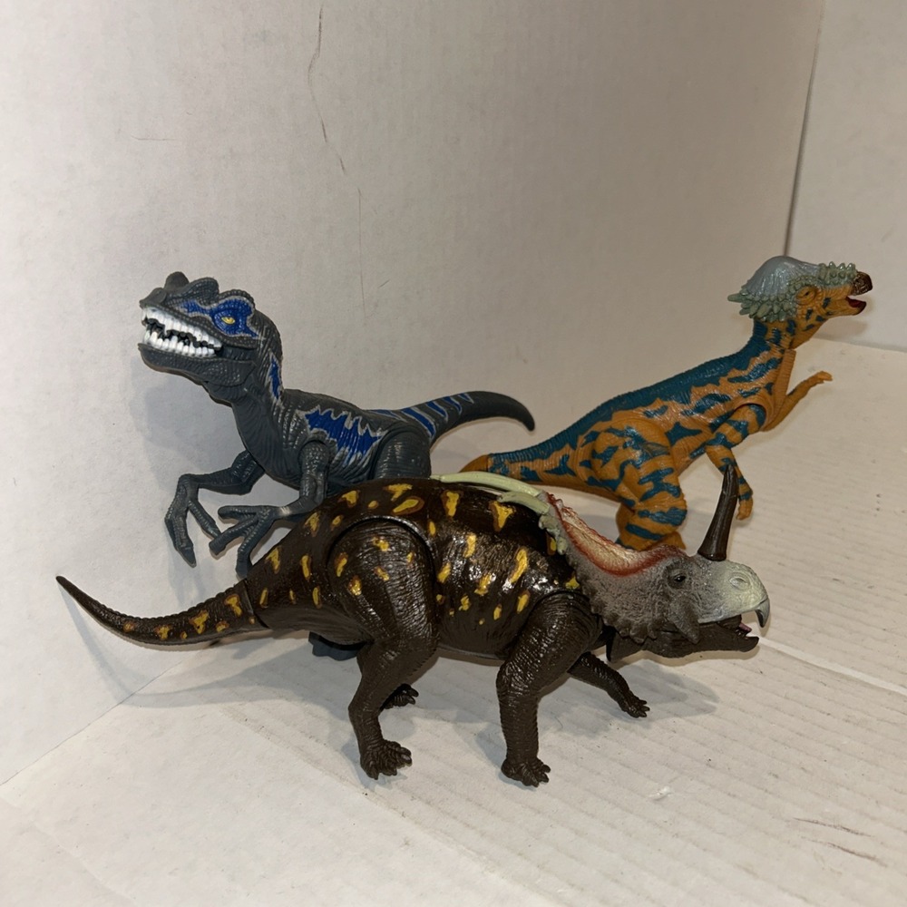 Styracosaurus Kid Galaxy Poseable Dino Dinosaur Toy‎ Figure Lot Of 3 C2